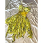 Robe de soirée courte jaune et verte, motif floral, perles, style féerique, en mousseline de soie, tenue de bal, nv5389
