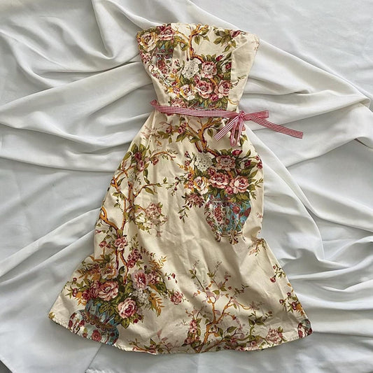 Robe de soirée courte élégante à fleurs vintage, robe d'anniversaire, robe de bal nv4536