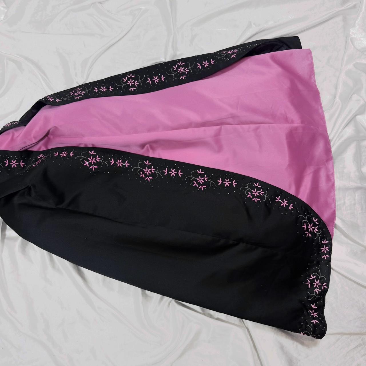 Robe de bal longue en satin à fleurs exquises, noire, rose, violette, années 90, nv5373