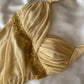 ✨Buttergelbes, modisches Hosenträgerkleid, einzigartig funkelnd, glitzernd, herzförmiger, rückenfreier Ausschnitt, Perlenquaste, langes Chiffon-Ballkleid NV5378