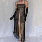 Robe de soirée longue en satin et tulle, broderie florale exquise, style vintage, noir et or, robe de bal, robe d'anniversaire, robe de bal, nv3907