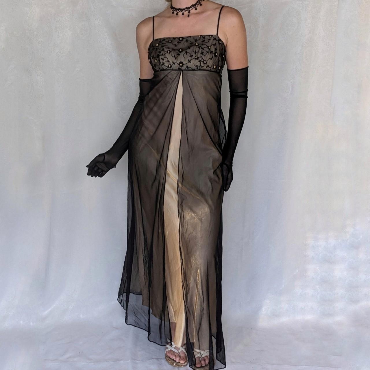 Robe de soirée longue en satin et tulle, broderie florale exquise, style vintage, noir et or, robe de bal, robe d'anniversaire, robe de bal, nv3907