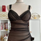 Robe longue à paillettes unique et élégante, dégradé marron et crème, robe de soirée vintage en mousseline de soie et tulle, robe de bal, robe de soirée, robe de bal nv4249