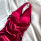 ❤️ Funkelndes rotes Retro-Kleid mit Neckholder-Ausschnitt, kurzes asymmetrisches Rüschenkleid, Heimkehrkleid, Geburtstagspartykleid, NV5386
