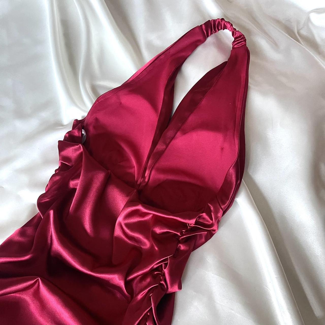 ❤️ Funkelndes rotes Retro-Kleid mit Neckholder-Ausschnitt, kurzes asymmetrisches Rüschenkleid, Heimkehrkleid, Geburtstagspartykleid, NV5386