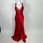 Rot schöne elegante Mode exquisite Perlen Spaghetti-Trägern lange Satin Schlitz Ballkleid Abendkleid Partykleid nv3728