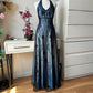 Robe de soirée longue en tulle bleu, magnifique, vintage, élégante, exquise, avec bretelles perlées, robe de bal, robe de soirée, robe de bal, nv4247