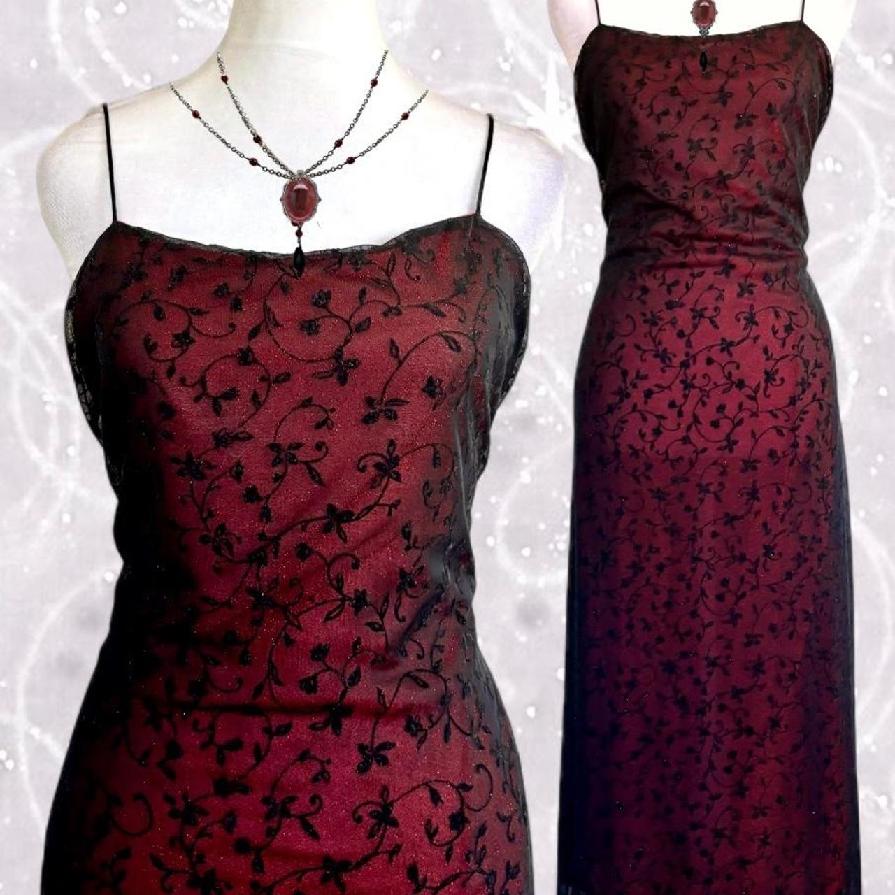 NiceVestidos-Burgundrotes Blumenkleid Vintage-Kleid Damen Exquisites langes Tüll-Ballkleid NV5645