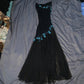 Black exquisite embroidered floral applique long chiffon ball gown evening dress nv3440