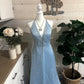 Hellblaues, atemberaubendes Cinderella-Kleid mit Pailletten und Perlen, funkelndem V-Ausschnitt, langes Satin-Ballkleid, Abendkleid, Partykleid, NV4253