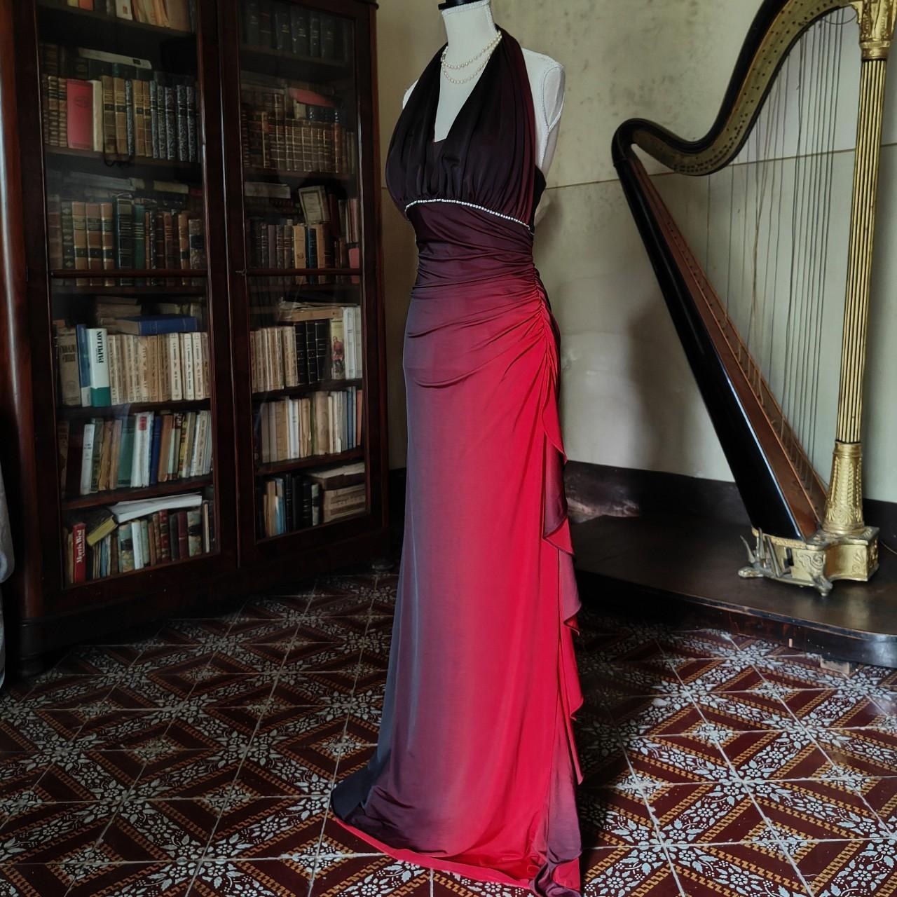 Robe de soirée longue en mousseline de soie, élégante et exquise, dégradée de couleur bordeaux, robe de soirée, robe de soirée nv3717