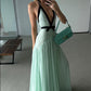 Mintgrünes langes modisches Chiffon-Ballkleid mit V-Ausschnitt, Abendkleid, Hochzeitsgast-Partykleid, NV5243
