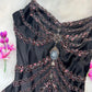 Schwarzes, exquisites, langes Chiffon-Ballkleid mit Perlen, NV5329