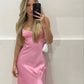🌷Robe de soirée longue en satin rose clair, élégante et charmante, robe de soirée, robe de bal nv3993