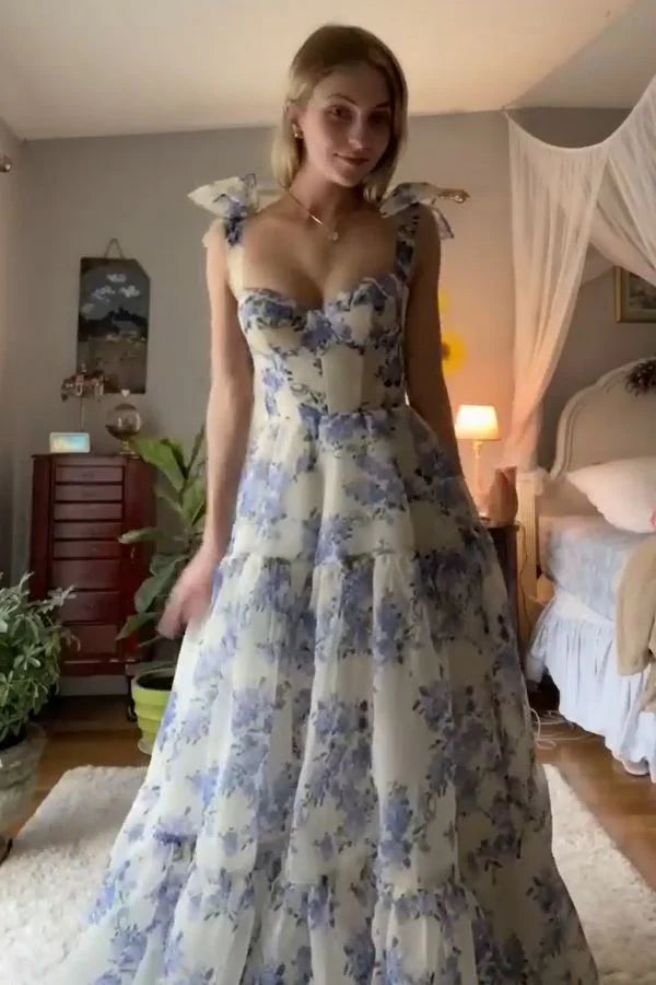 Wunderschönes, florales Chiffon-elegantes langes Ballkleid, Abendkleid, Partykleid, NV37