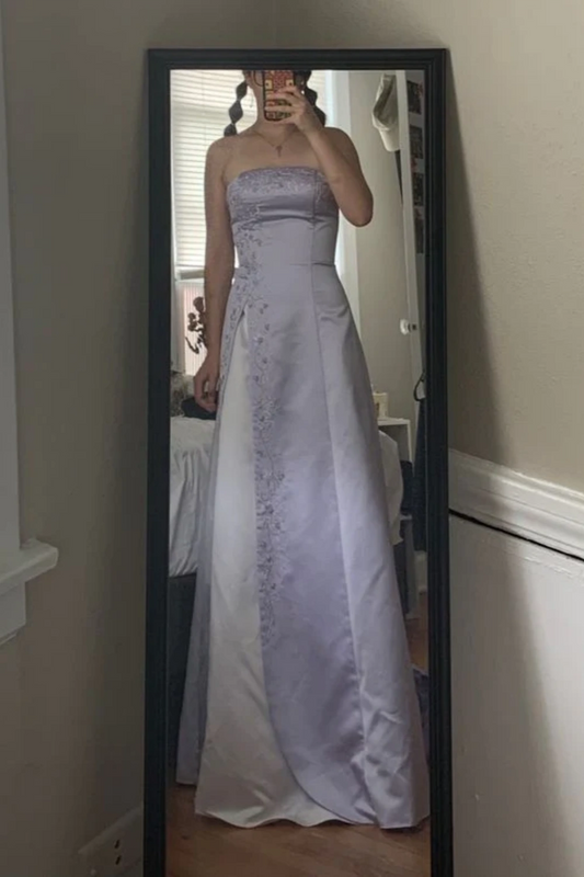 NiceVestidos - Robe de bal longue en satin à imprimé floral lilas vintage Nv5603