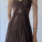 Vintage A-Linie Träger Bodenlanges Braunes Ballkleid nv1696