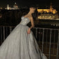 Silver Shiny Charming A-Line Sweetheart Long Sequined Ball Gown Evening Dress nv2736