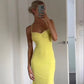 Gelbes schlichtes Meerjungfrauen-Sling-Langballkleid Abendkleid Partykleid NV2033