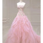 Pink Luxury Exquisite Floral Long Elegant Fairy Ball Gown Off Shoulder Tulle Ball Gown nv3307