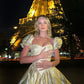 Robe de soirée sexy en dentelle dorée pour 18 ans, tenue de fête de Noël, d'anniversaire, nv3120
