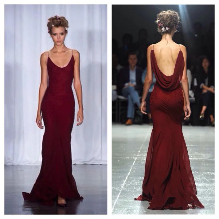Burgundy Fashion Elegant Strapless Long Chiffon Teen Prom Dress Evening Dress Party Dress nv3769