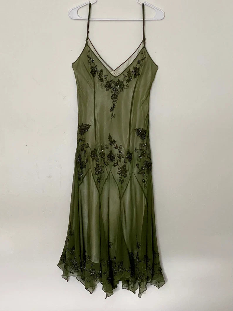 Robe de bal vintage verte en mousseline de soie rose foncé, coupe licou, coupe trapèze, robe de soirée pour 22 ans, nv5374