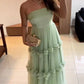 Mint Green Elegant Long Off Shoulder Ball Gown Evening Dress nv2924