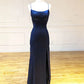 Rückenfreies, dunkelmarineblaues, langes Ballkleid, Abendkleid nv1687