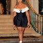 Robe de soirée courte noire sexy à épaules dénudées, robe d'anniversaire, robe de soirée, robe de bal nv2104