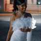 Robe de soirée courte blanche moulante sans bretelles, robe de soirée, robe d'anniversaire nv2103