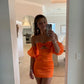Süßes, trägerloses, kurzes, oranges Homecoming-Kleid nv1685