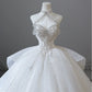 Robe de mariée élégante blanche à bretelles spaghetti et perles, longue en tulle, robe de bal nv5318