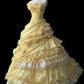 NiceVestidos - Robe longue plissée à plusieurs couches, style rétro floral jaune, faite à la main, robe de mariée, robe de bal, NV5794