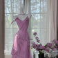 Enchanting Purple Chiffon Beaded Mermaid Prom Dress nv5357