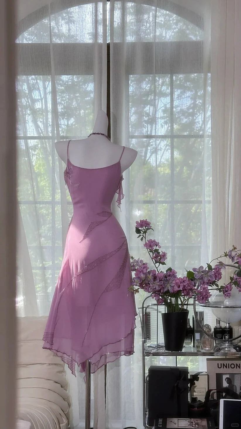 Enchanting Purple Chiffon Beaded Mermaid Prom Dress nv5357