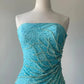 Blaues exquisites Perlenkleid, elegantes schulterfreies Meerjungfrauen-Kleid, schlankes langes Chiffon-Ballkleid, Abendkleid, Partykleid, NV4757