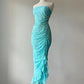 Blaues exquisites Perlenkleid, elegantes schulterfreies Meerjungfrauen-Kleid, schlankes langes Chiffon-Ballkleid, Abendkleid, Partykleid, NV4757