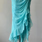 Blaues exquisites Perlenkleid, elegantes schulterfreies Meerjungfrauen-Kleid, schlankes langes Chiffon-Ballkleid, Abendkleid, Partykleid, NV4757