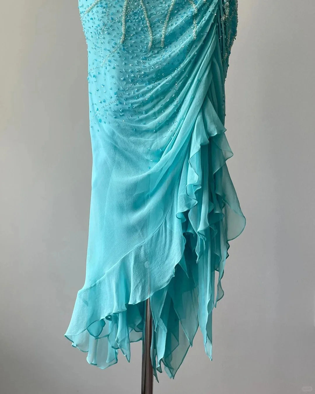 Blaues exquisites Perlenkleid, elegantes schulterfreies Meerjungfrauen-Kleid, schlankes langes Chiffon-Ballkleid, Abendkleid, Partykleid, NV4757