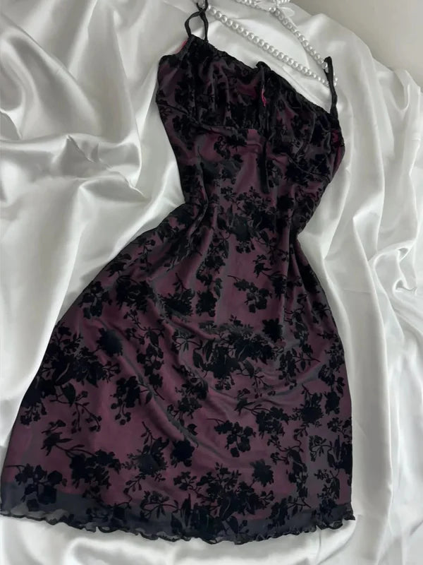 NiceVestidos - Lila/Braun Blumen Kurzes Chiffon Homecoming Kleid Hoco Dress nv5490