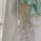 Wunderschönes Chiffon-Ballkleid im Meerjungfrau-Stil mit Spaghettiträgern und Perlen nv5391