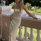 Robe de soirée longue en satin à épaules dénudées et sirène simple nv2210