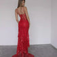 Red fashion sexy elegant lace spaghetti strap long birthday party dress prom dress evening dress nv1355