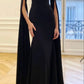 Robe de soirée noire style sirène vintage avec cape nv1946