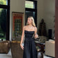 Robe de soirée noire sexy à bretelles spaghetti et sirène pour anniversaire, robe de bal, nv1959