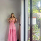 Pink A-line Backless Evening Dress Long Pink Ball Gown Party Dress nv2034