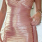 Robe de soirée courte en satin rose, robe de soirée d'anniversaire nv5317