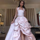 Light Pink Sweetheart Elegant Cute Off-the-shoulder Satin Ruffled Layered Charming Two-piece Long Prom Gown Evening Gown Party Dress nv2555