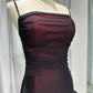 Robe de soirée élégante et moulante à bretelles spaghetti, style vintage bordeaux, longue, en tulle et satin, tenue de bal, robe de soirée, robe de bal, nv3929